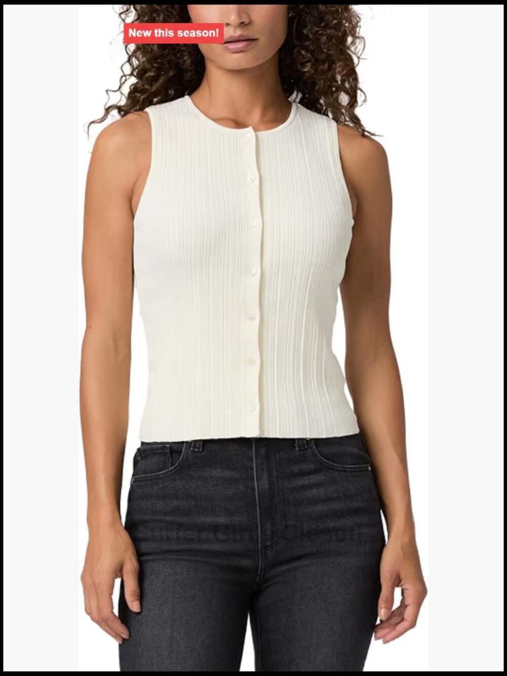 Slim Antique White Sweater Tank Square Neck Sleeveless Viscose Blend